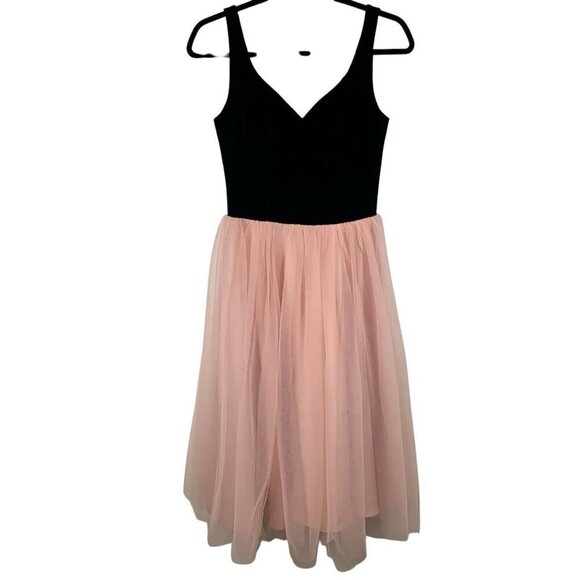 Modcloth x Collectif Isla Pink Tulle Black Velvet Midi Swing Dress XS/US 4/UK 8 - Picture 6 of 8